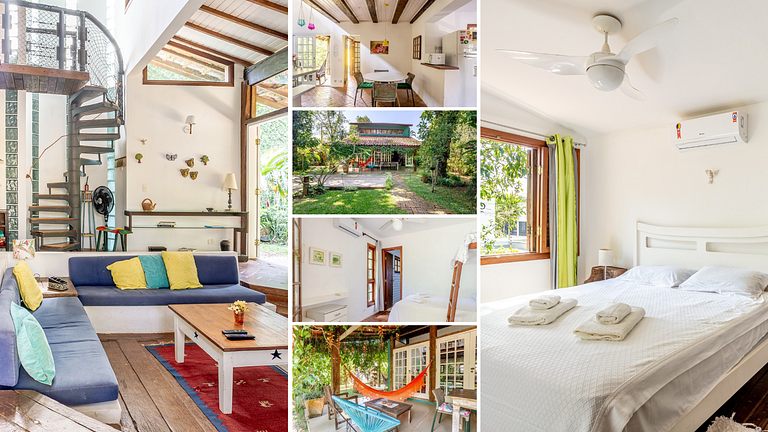 Casa dos Pássaros na areia a 20m da Praia da Baleia com 3 su